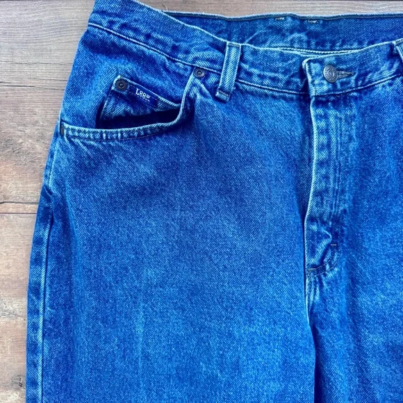 Vintage 90’s Lee High Rise Straight Leg Medium Wash Mom Jeans Size 14 Petite - Picture 3 of 7